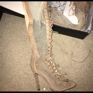COPY - COPY - Nude mesh thigh high boots